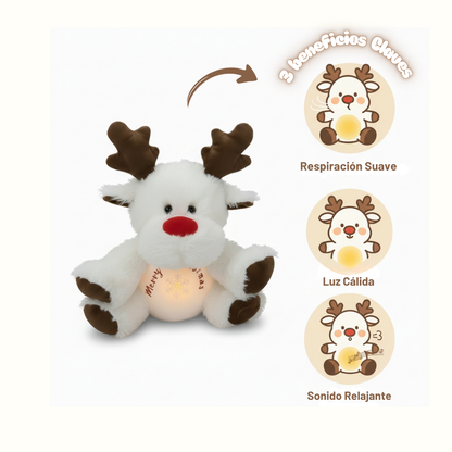 Reno de Peluche Navideño Relajante que Respira con Luz Cálida Anti-Ansiedad