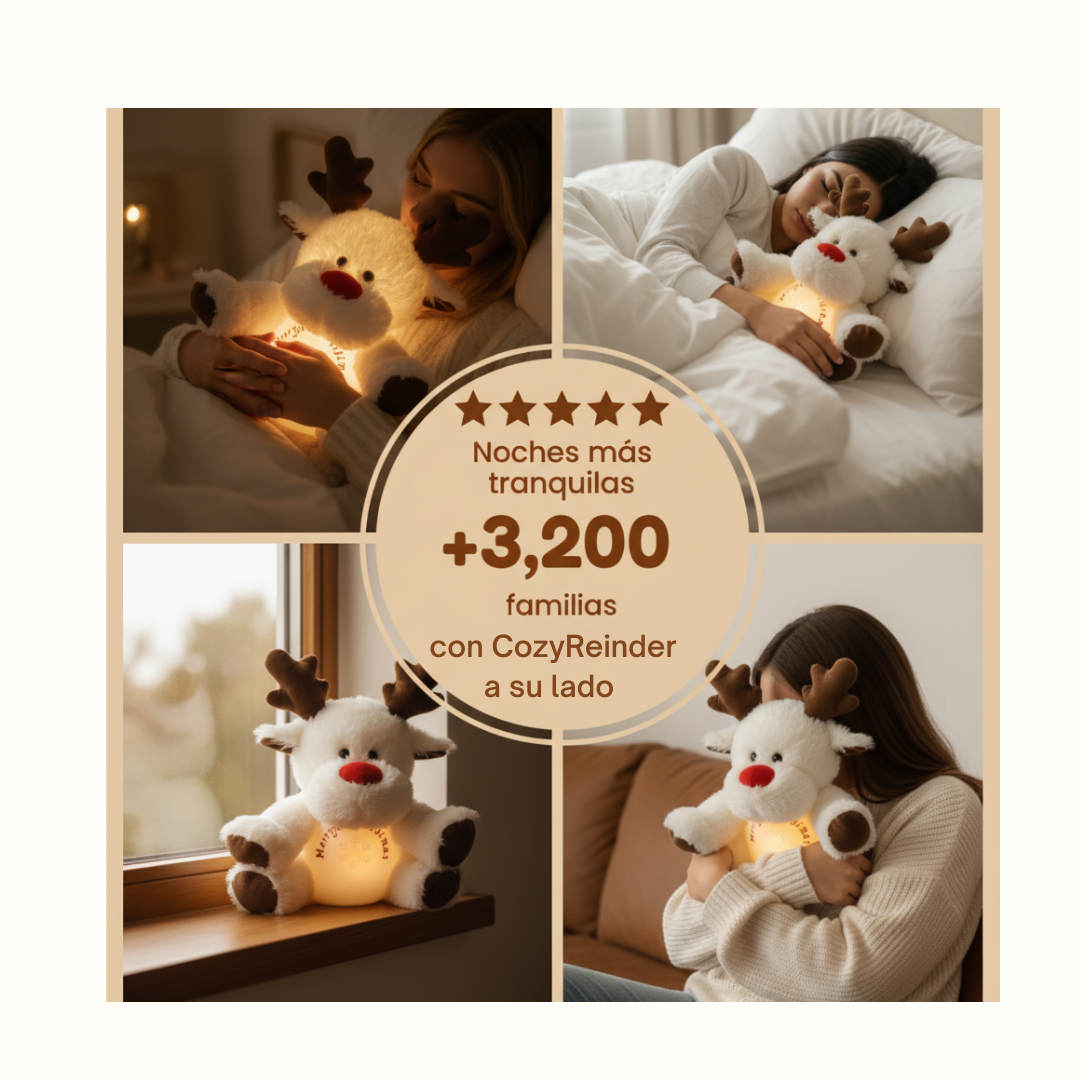 Reno de Peluche Navideño Relajante que Respira con Luz Cálida Anti-Ansiedad