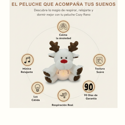 Reno de Peluche Navideño Relajante que Respira con Luz Cálida Anti-Ansiedad