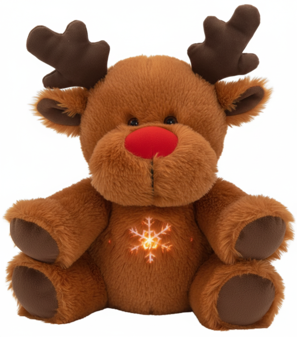 Reno de Peluche Navideño Relajante que Respira con Luz Cálida Anti-Ansiedad